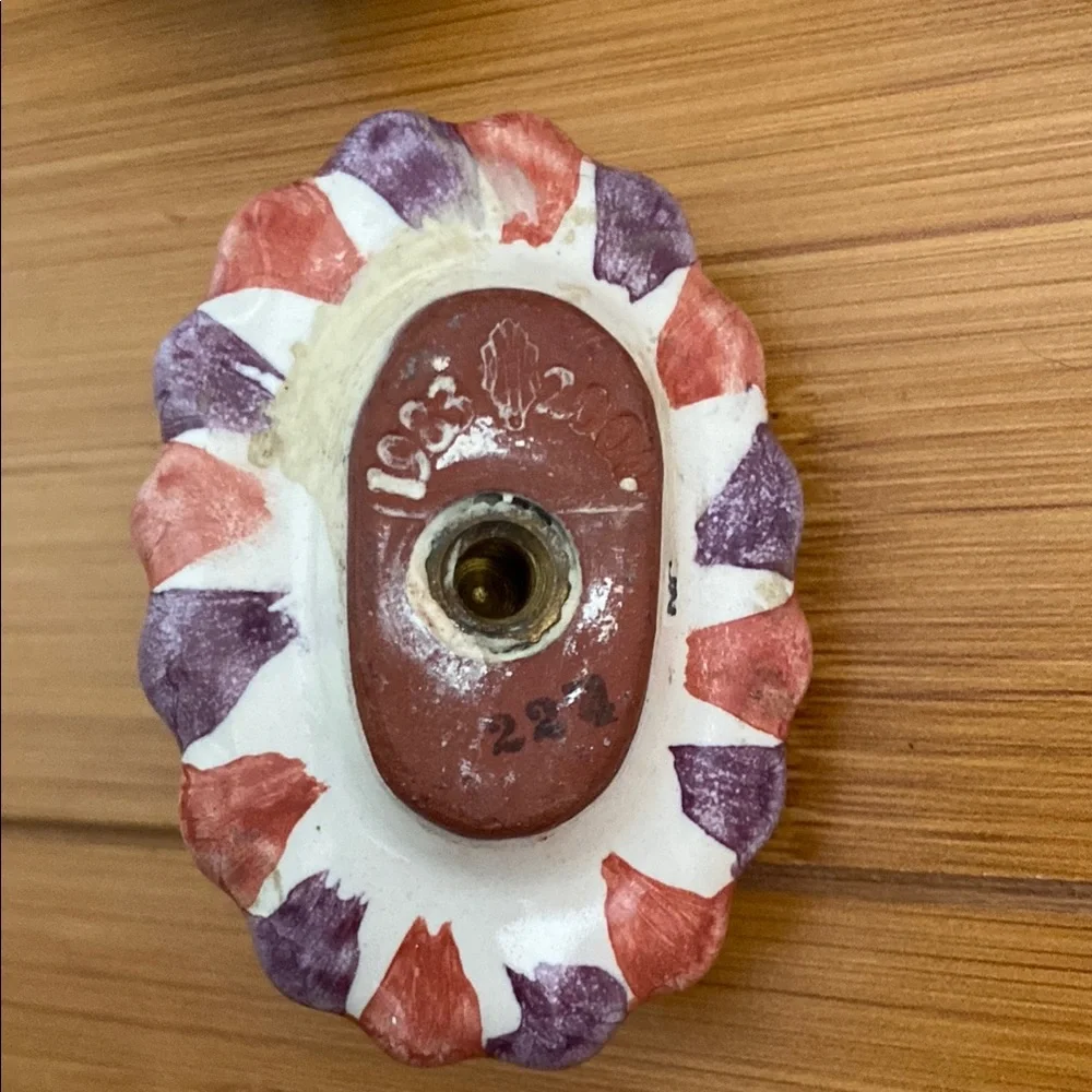 MacKenzie-Childs Ceramic Knobs Set Of 3 Floral Green Purple Orange Vintage - Picture 9 of 17